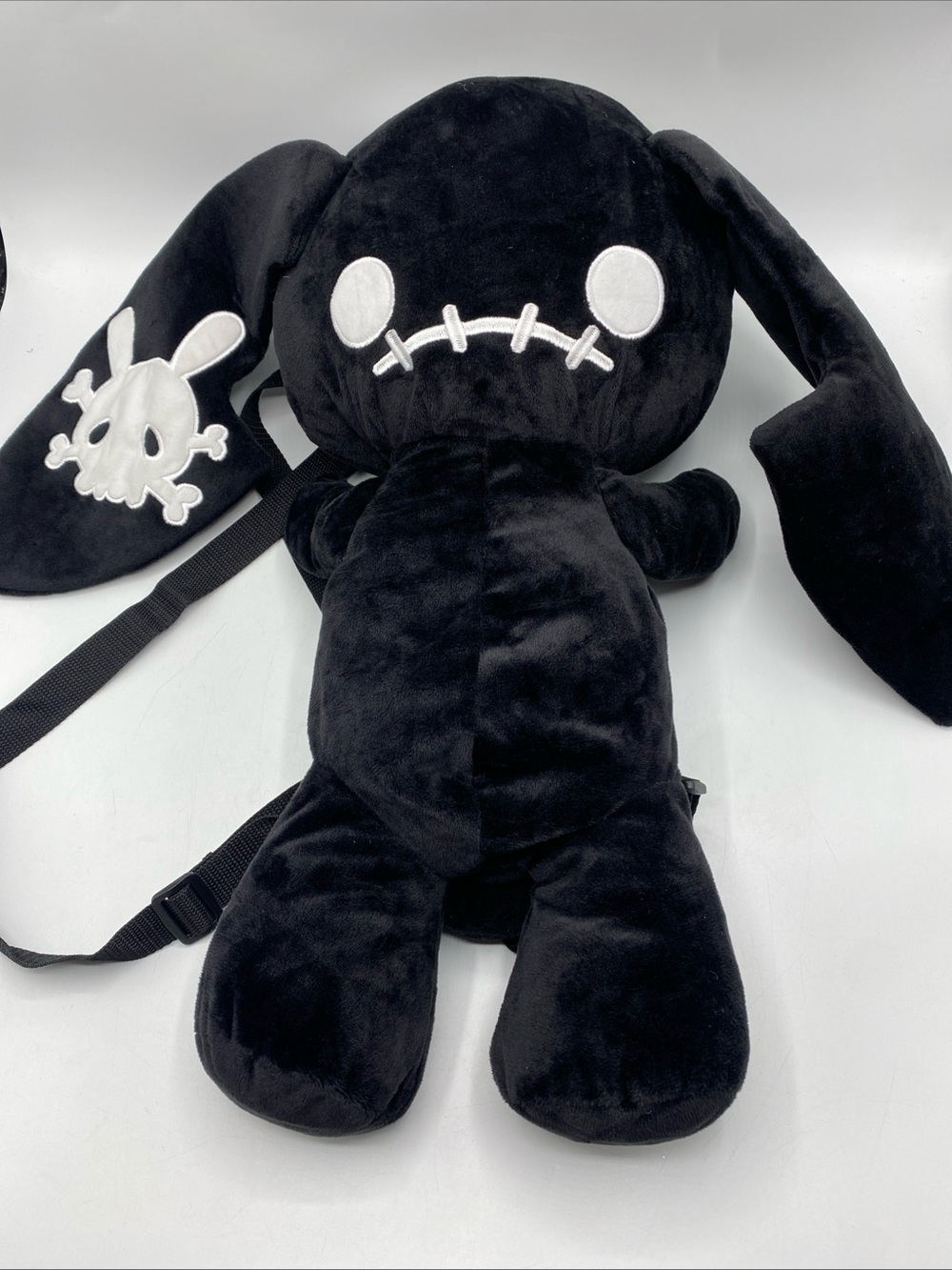 SOLD Bunny Stuffed Backpack Black White Glow in the Dark Kawaii Skull 20” - Picture 2 of 6